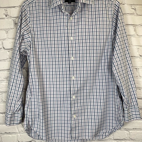 Bonobos Purple & Blue Plaid Button Down Long Sleeve Shirt Dress Shirt size 16.5 - Picture 2 of 9